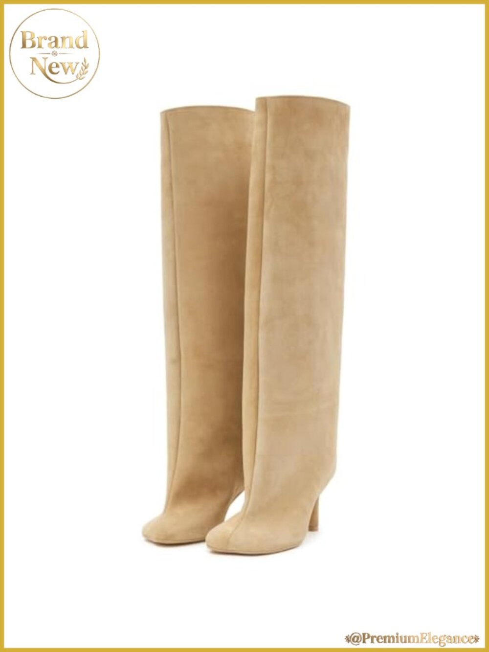 Wide Calf Suede Knee High Boots Square Toe Slouchy Tall Booties